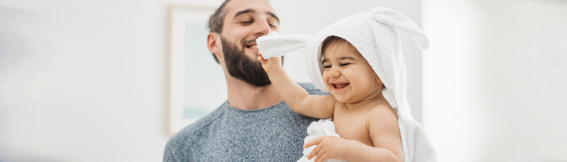 dad and son in bathroom