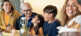 latin family laughing together