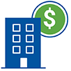 business building with dollar savings icon