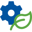 gear cog and green leaf